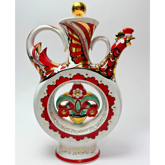Lomonosov Other - Lomonosov Imperial Porcelain Whistling Russian Rooster Flowers Decanter Bottle